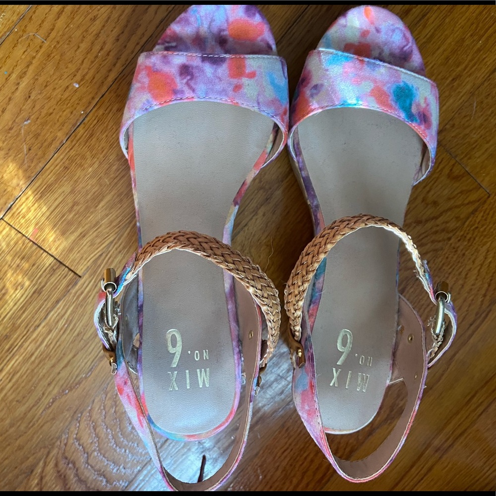 Pastel tie-dye low wedges